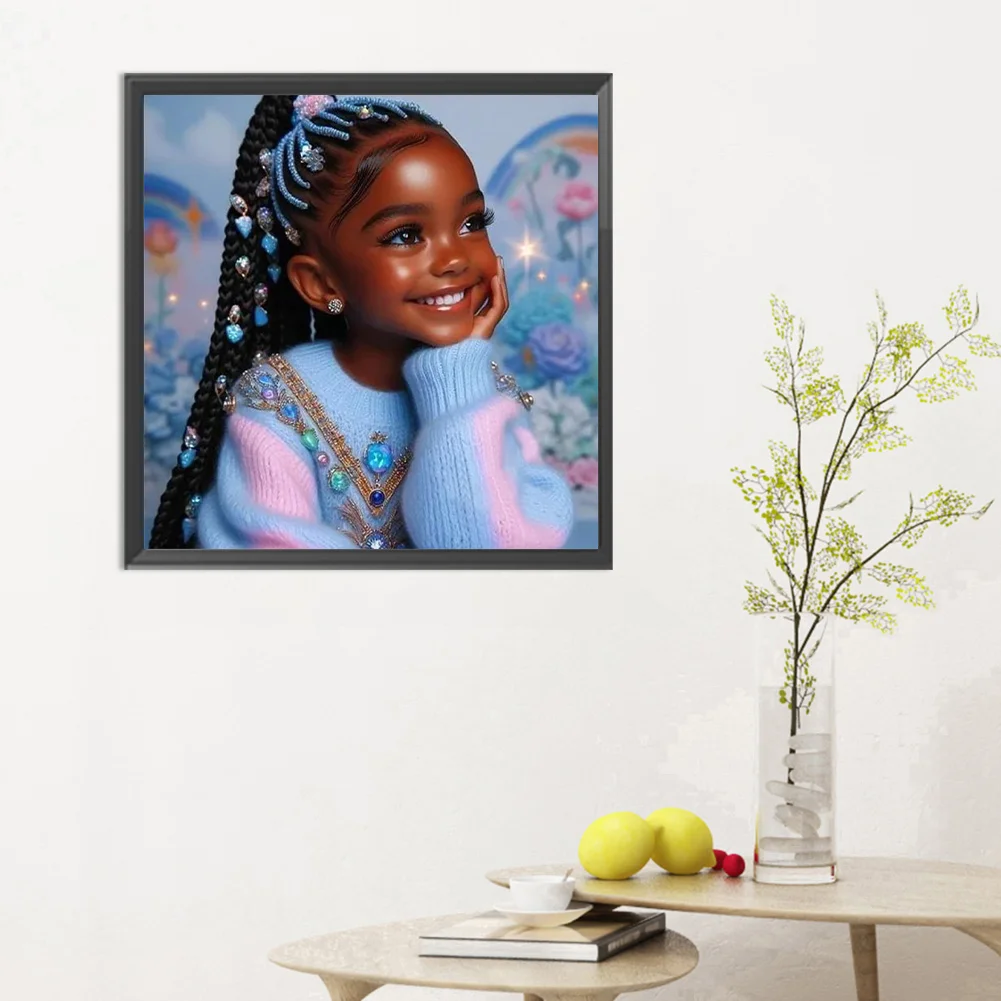 Diamond Painting - Full Round Drill - Black Girl(Canvas|30*30cm)