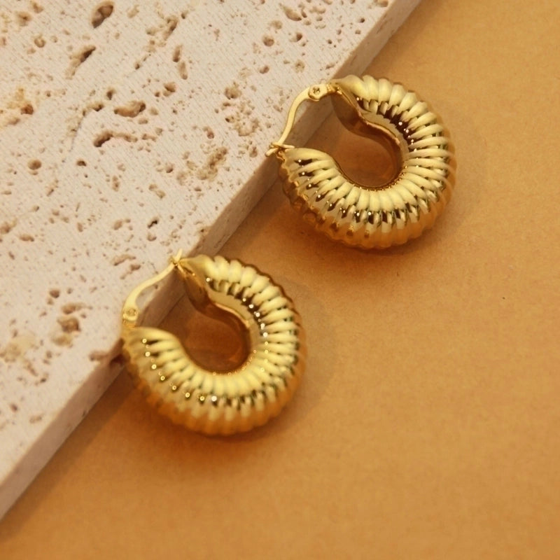 1 Pair Retro Minimalist C Shape U Shape Solid Color Plating Titanium Steel 18k Gold Plated Earrings