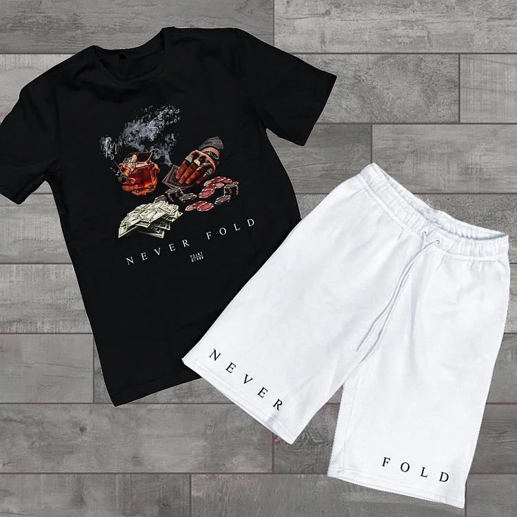 Money Pattern Short Sleeve Two Piece Set