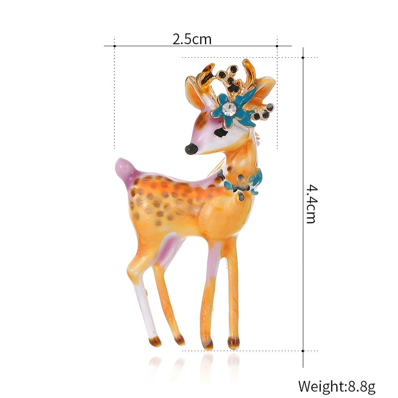 Cute Pin Deer Alloy Enamel Plating Inlay Rhinestones Unisex Brooches