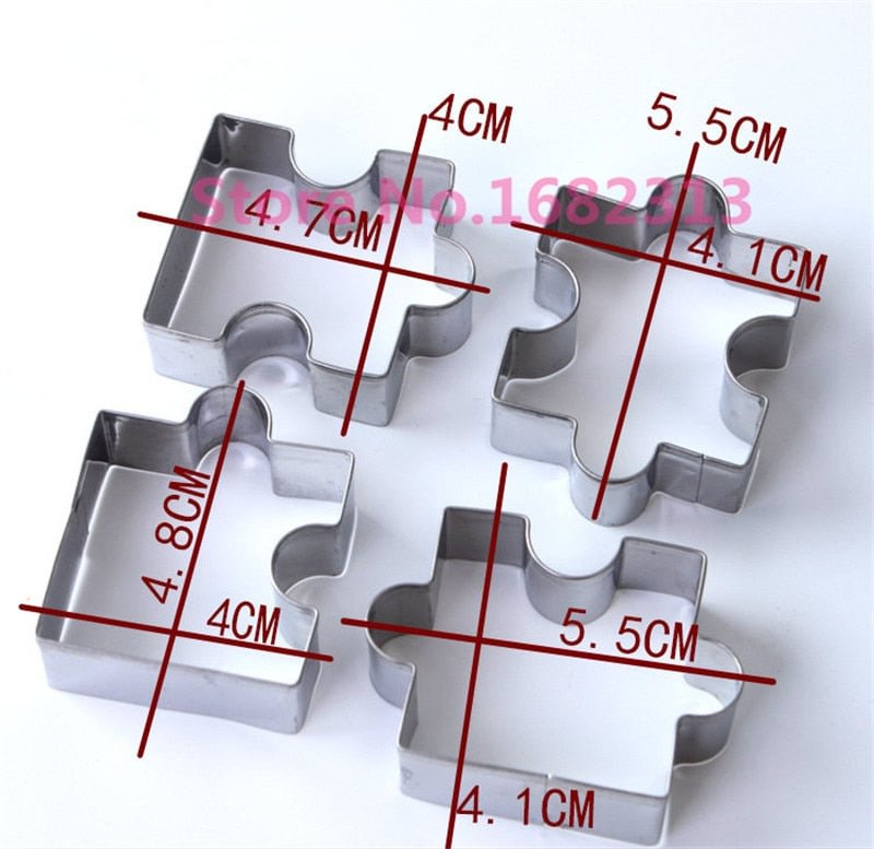 4 Pcs Puzzle Shape Stainless Steel Cookie Cutter Set DIY Biscuit Mold Kitchen Tools Dessert Bakeware ma