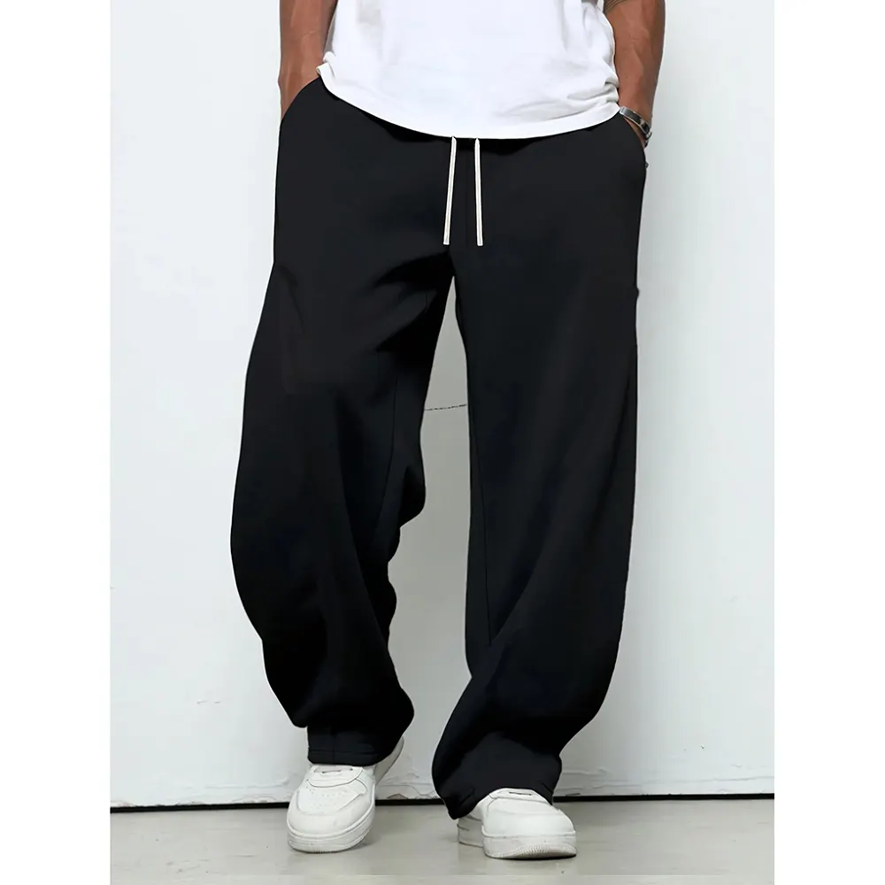 Solid Heather Grey Drawstring Baggy Sweatpants