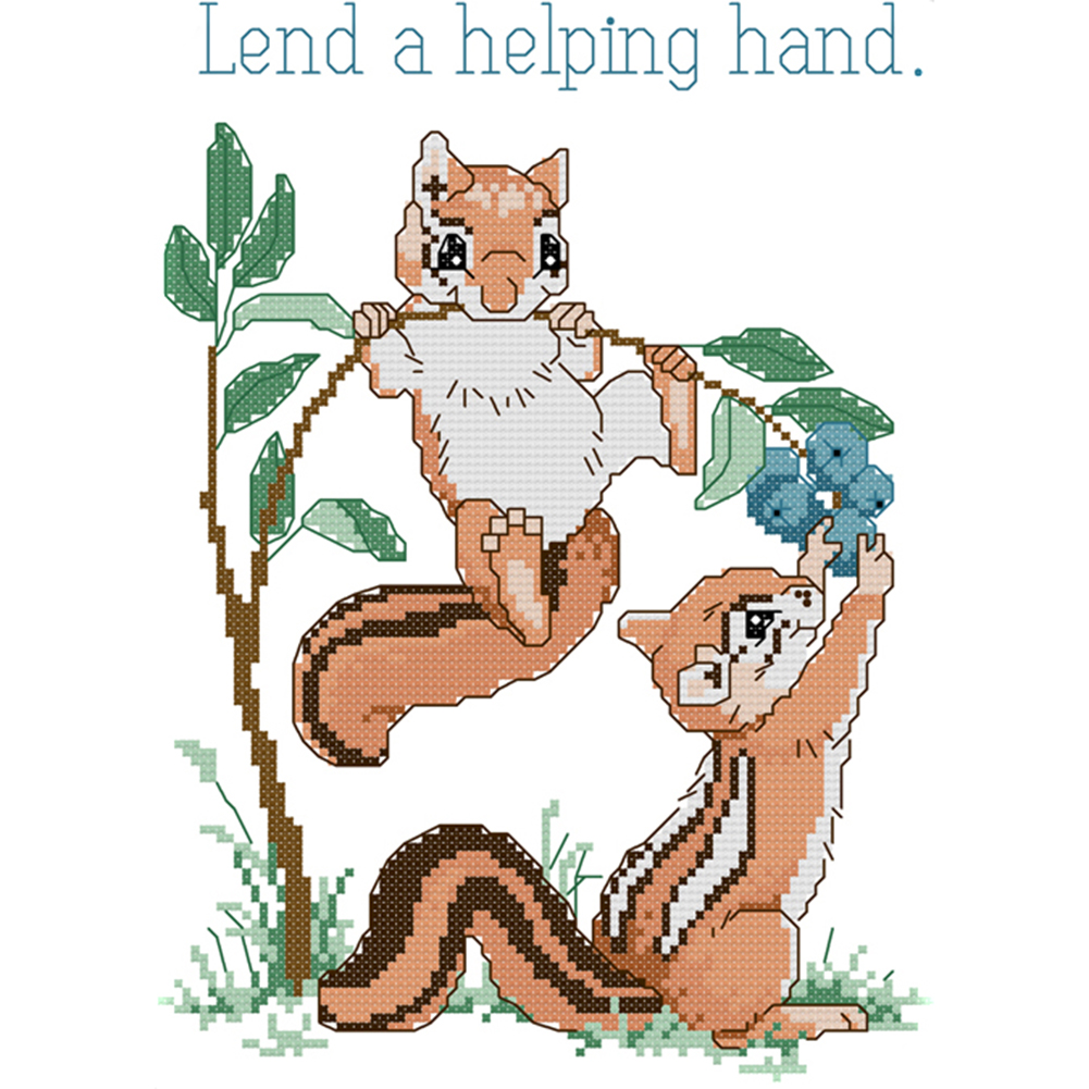 

Two Squirrel - 14CT Stamped Cross Stitch - 22*30CM, 501 Original