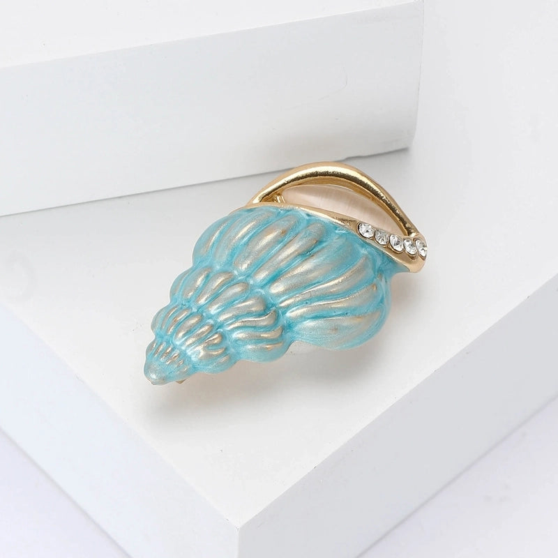 Vacation Marine Style Pin Conch Alloy Enamel Women’s Brooches
