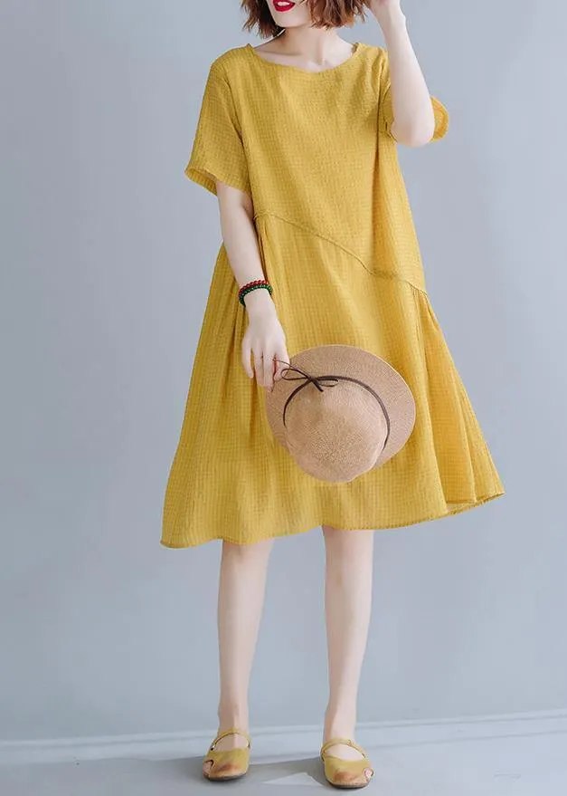 Plus Size Yellow asymmetrical design Maxi Summer Chiffon Dress