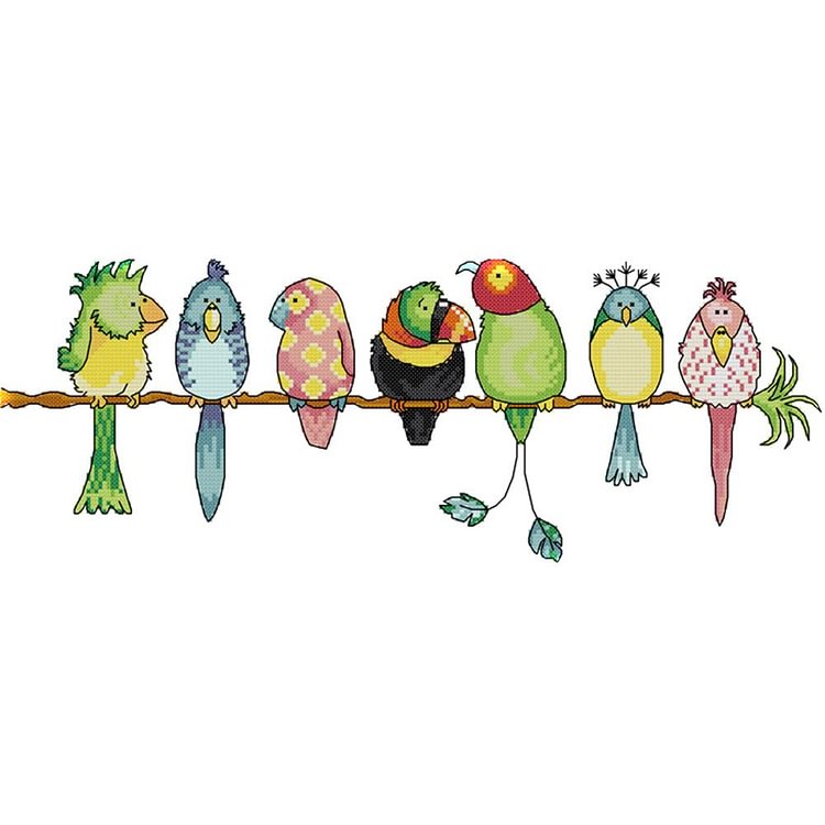 Joy Sunday - Happy - 14CT 2 Strands Threads Printed Cross Stitch Kit - 45x19cm(Canvas)