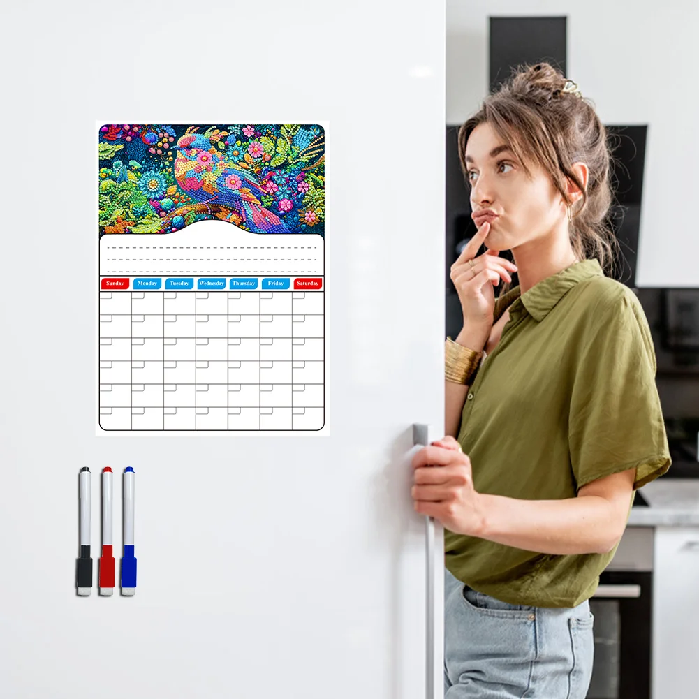 Bird On Branch Diamond Painting Fridge Stickers Calendar for Fridge Whiteboard
