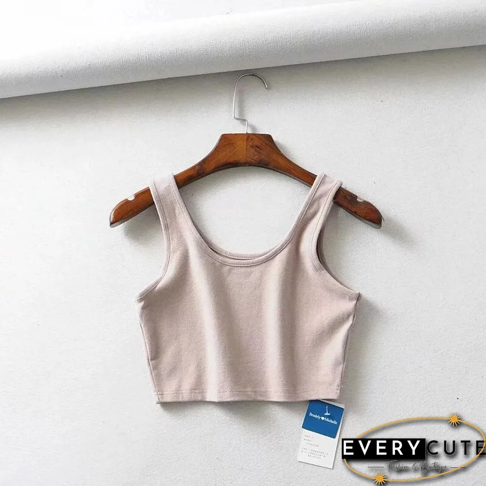 sexy women summer crop tops sleeveless short cotton u collar knitted bar
