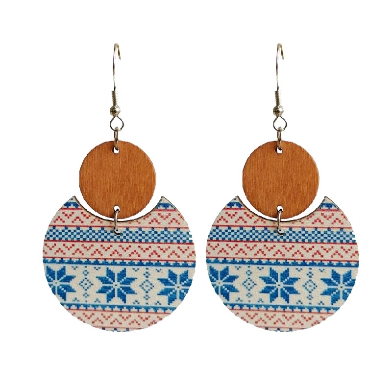 Fashion Snowflake Wood Handmade Christmas Women’s Earrings 1 Pair