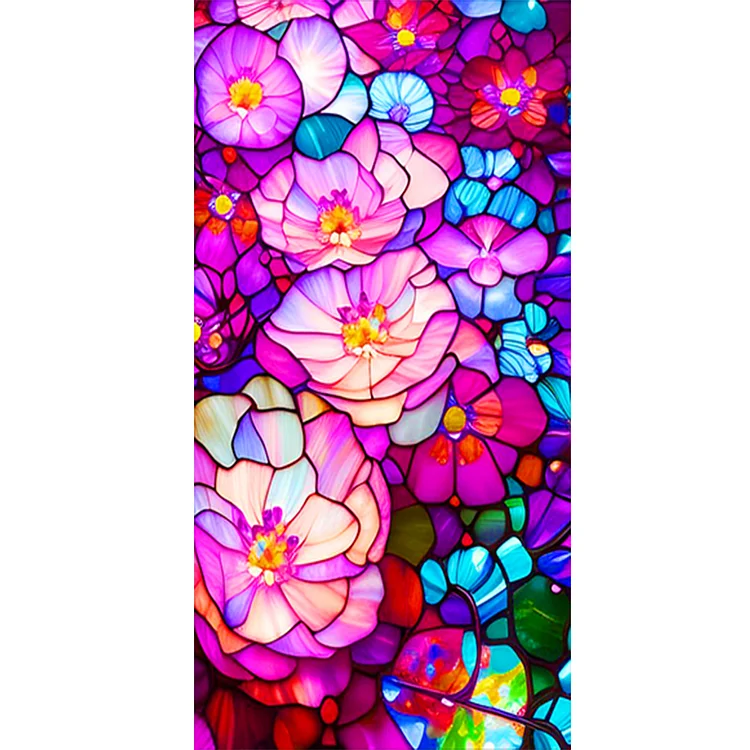 Full Round Diamond Painting - Glass Art - Flowers 40*80CM