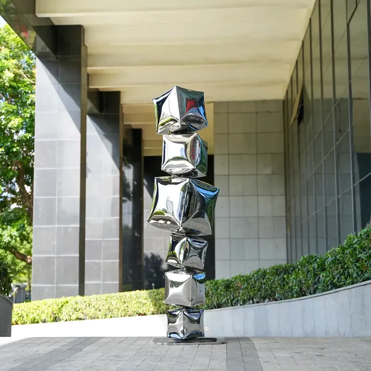 Modern Art Stainless Steel Tofu Block Decorative Sculpture