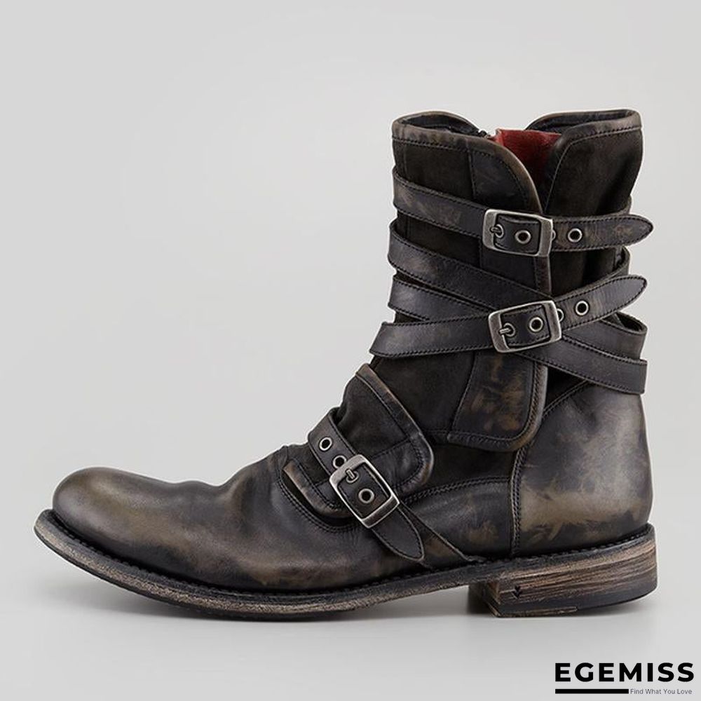 Men's Retro Multiple Buckle Retro Ankle Boots | EGEMISS
