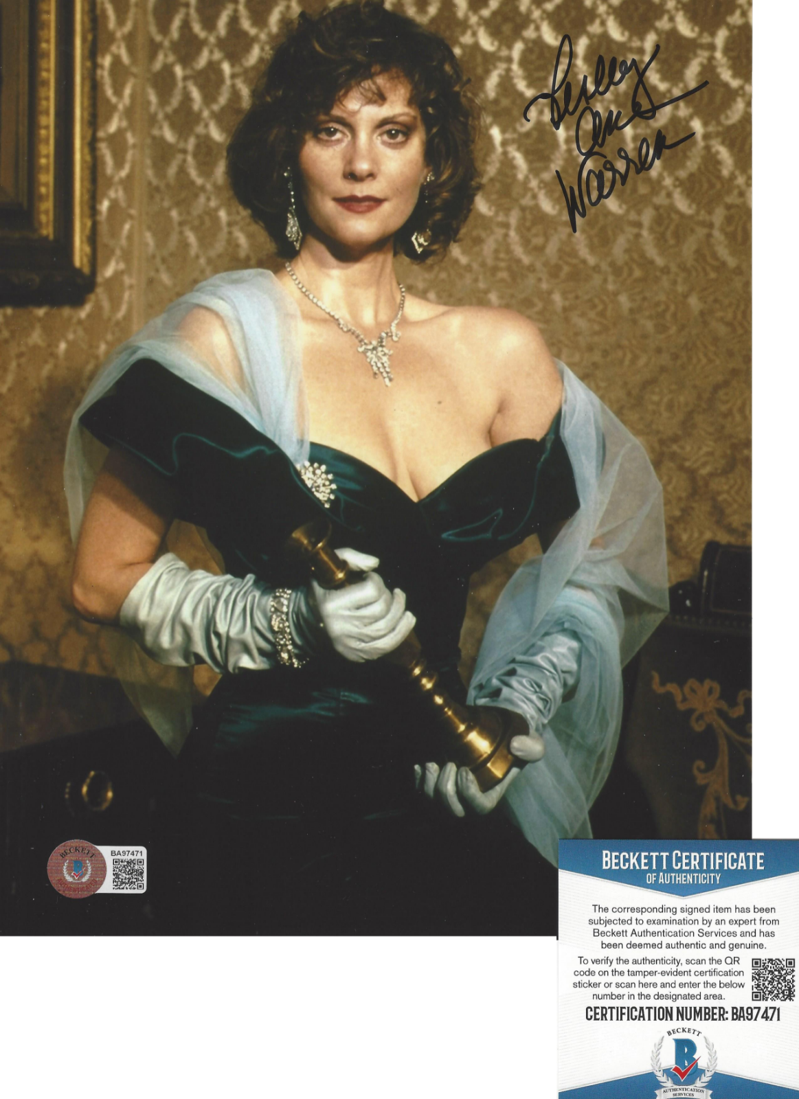 LESLEY ANN WARREN SIGNED 'CLUE' MISS SCARLET 8x10 Photo Poster painting ACTRESS BECKETT COA BAS!