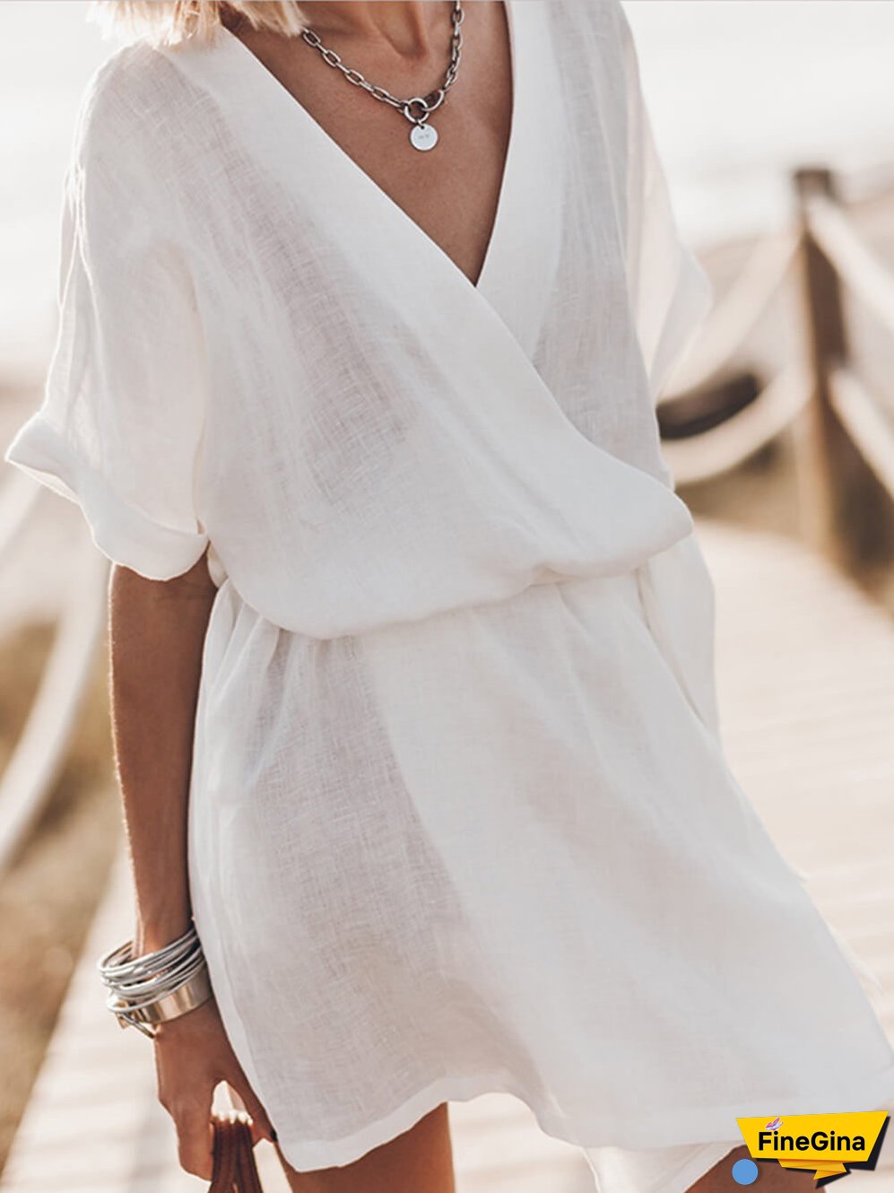 Breezy Leisure Pocketed Charming Belt Kimono Mini Dress