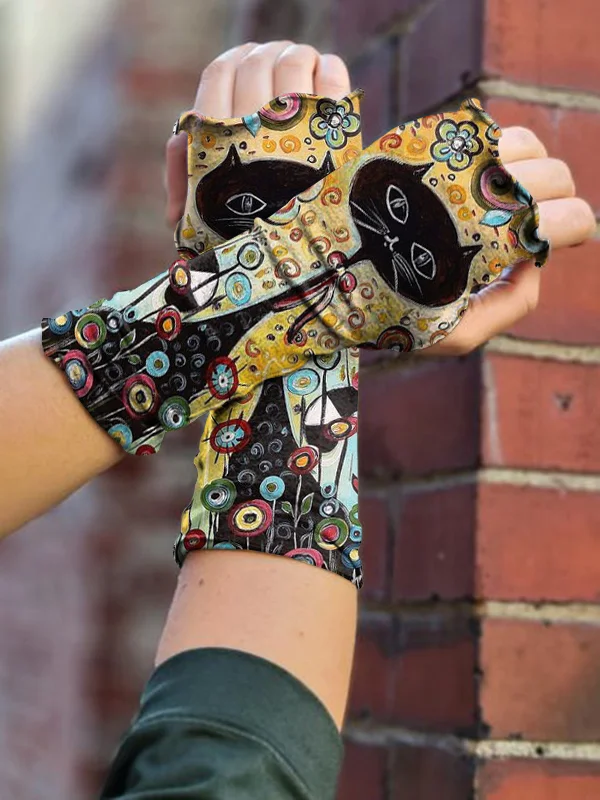 Retro cat sleeve decoration fingerless sleeve gloves sun protection