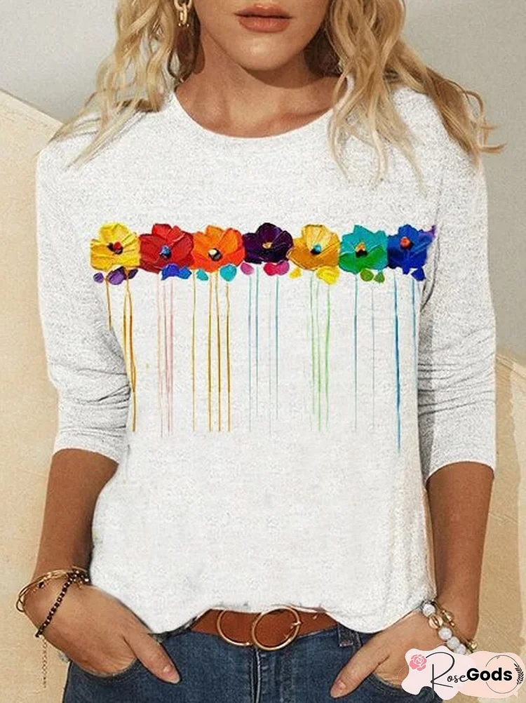 Casual Floral Regular Fit T-Shirt