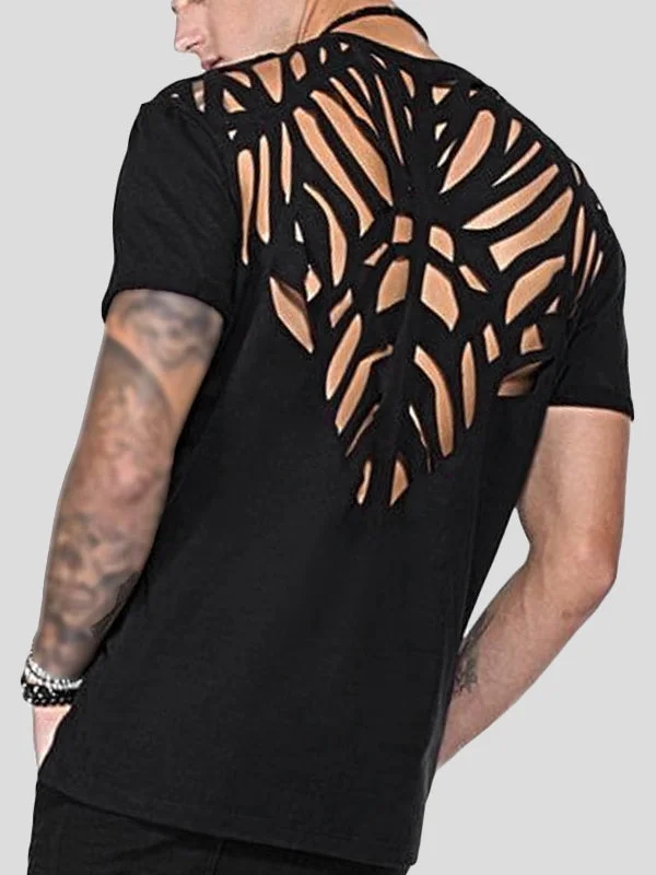 Aonga Mens Back Cutout Short Sleeve T-Shirt SKUJ19232