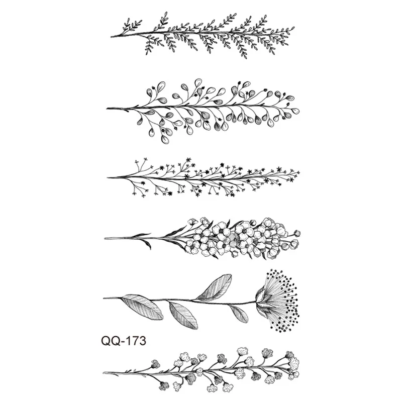 Sdrawing Rose Temporary Tattoo Sticker Flower Feather Elephant Body Clavicle Ankle Legs Arm Art Fake Tatto Party Bikini Tatoos