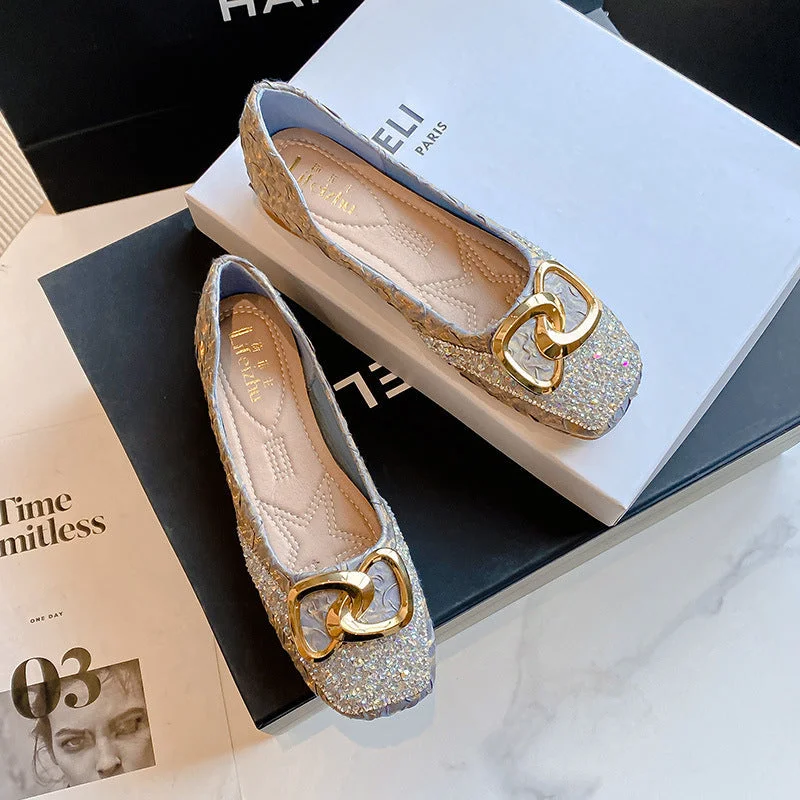 Comfortable Rhinestone loafers Wedding Flat Shoes Bling Diamonds Bridal Shoes Silver Beach Bohemian Shoes - LY001