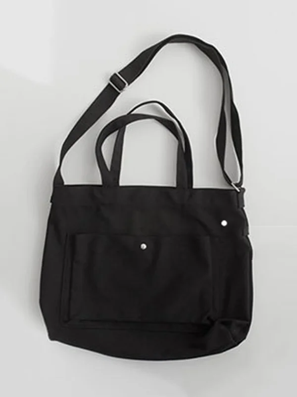 Simple Casual Solid Color Canvas Sling Bag