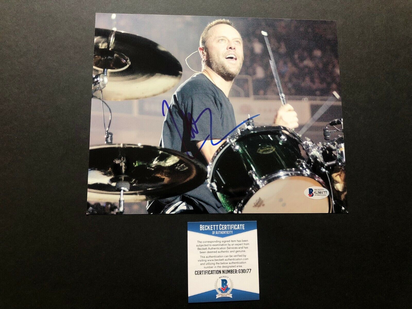 Lars Ulrich Rare signed autographed Metallica drummer 8x10 Photo Poster painting Beckett BAS coa