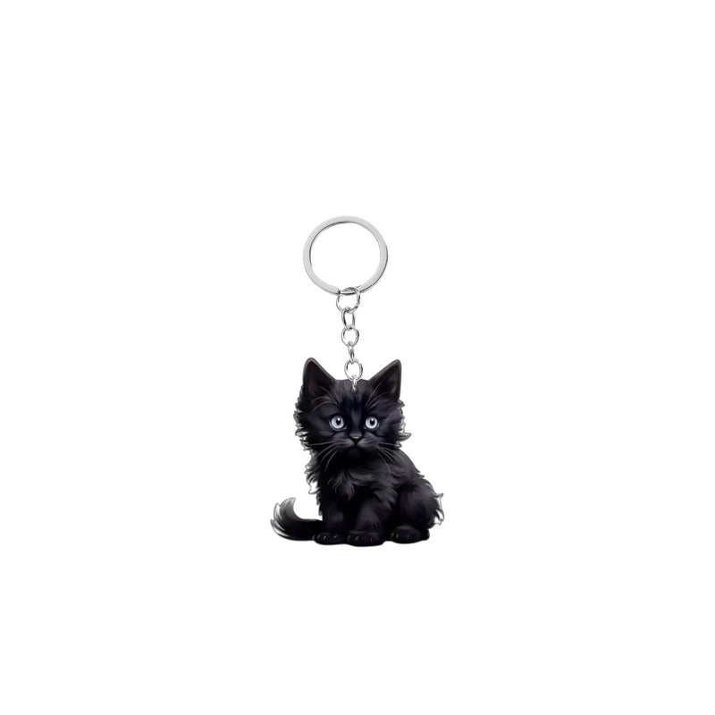 Cute Cat Arylic Unisex Bag Pendant Keychain