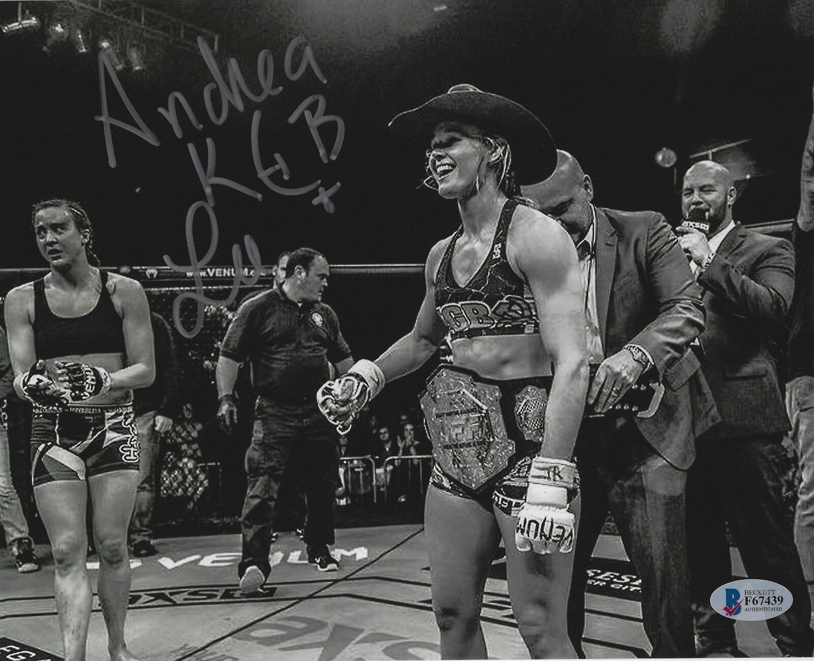 Andrea KGB Lee Signed UFC 8x10 Photo Poster painting BAS Beckett COA Invicta LFA Belt Picture FC