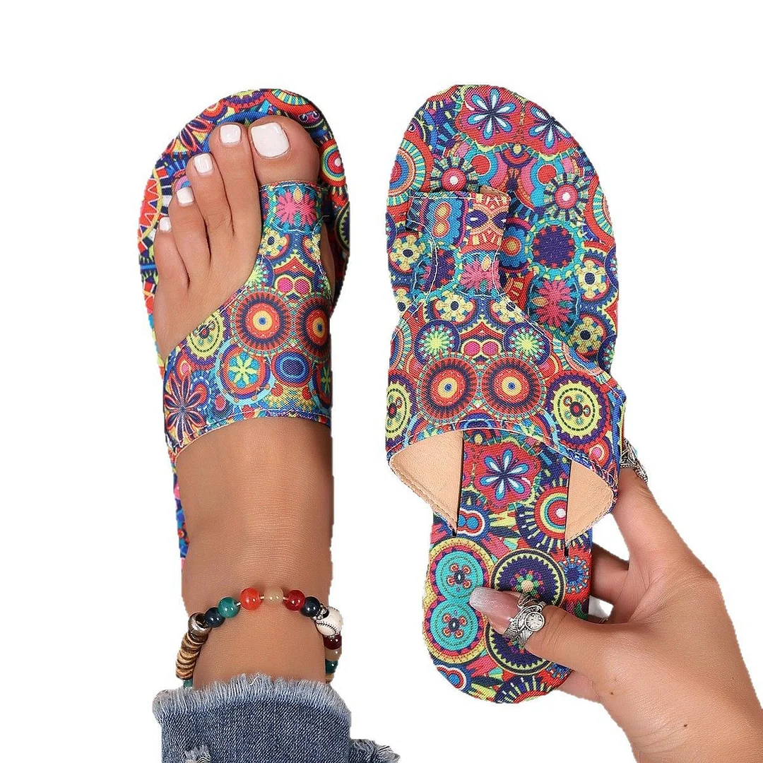 Breakj Breakj Sandals Women's National Style 2025 Summer New Breathable Printing Cover Roman Style Cool Slippers Women