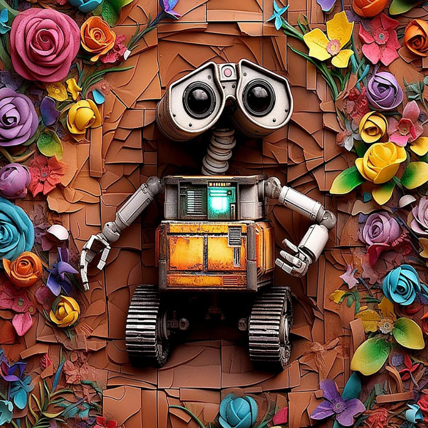 Flower Robot 50*50cm (canvas) full round drill(40 colors) diamond painting