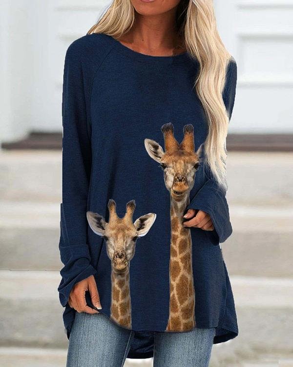 Giraffe Printed Long T-Shirts