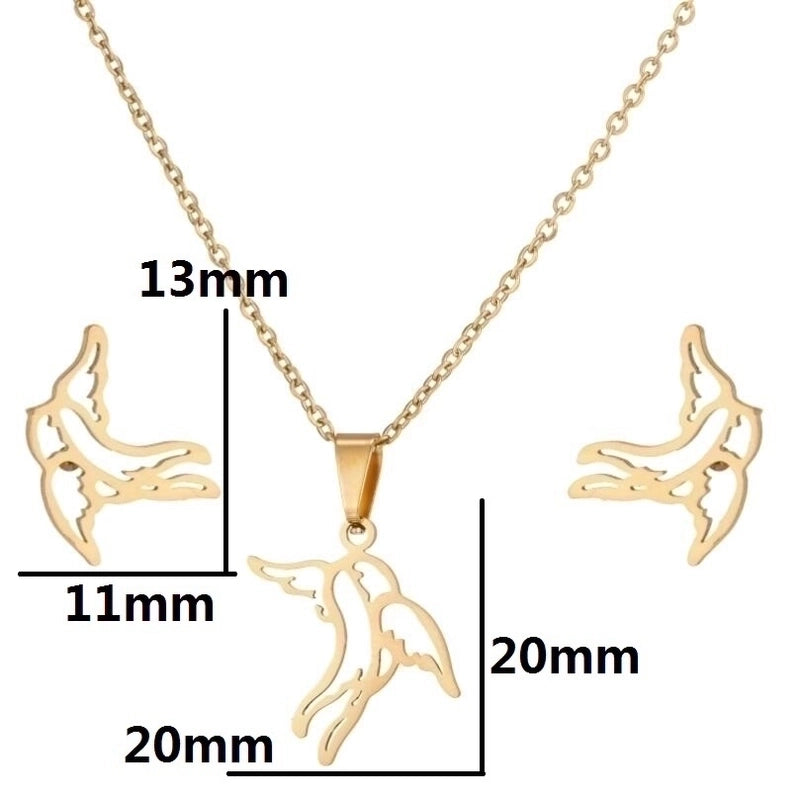 Fashion Animal Stainless Steel Plating Earrings Necklace 1 Set