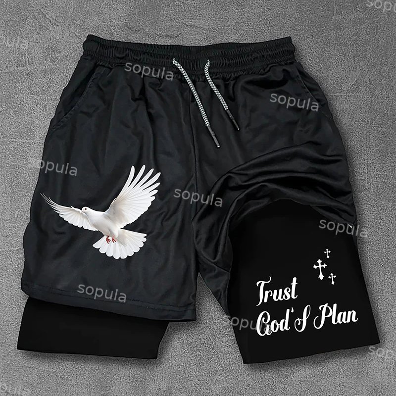 Sopula Men's Trust God's Plan Drawstring Double Layer Shorts - SOPULA