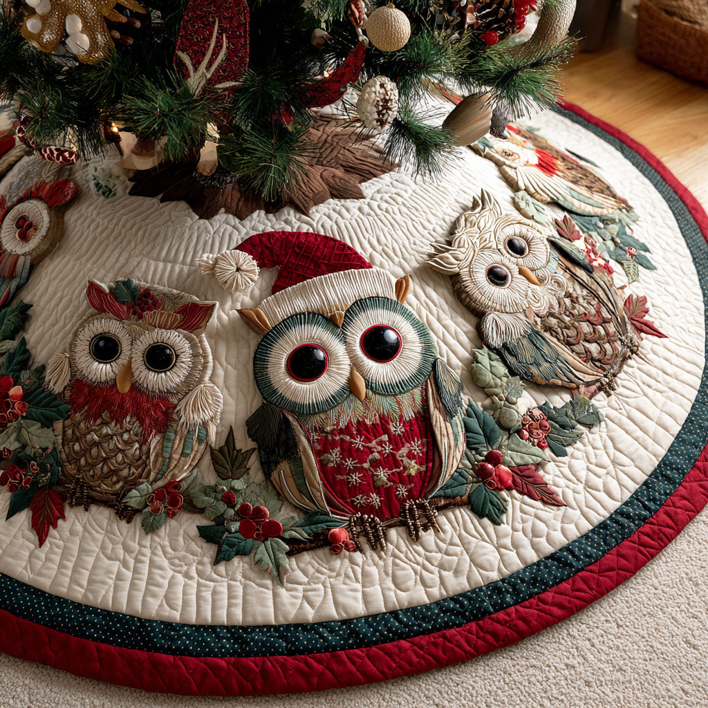 Jolly Owl Glow Christmas Quilted Tree Skirt NCU0TD1773