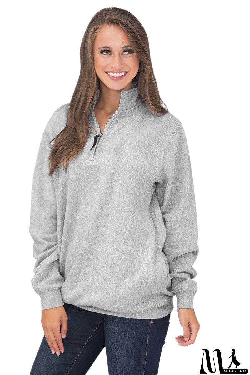 MidiSono - Pocket Style Quarter Zip Sweatshirt