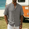 Men's Vacation Surfing Linen Stand-Collar Shirt by Inlyline