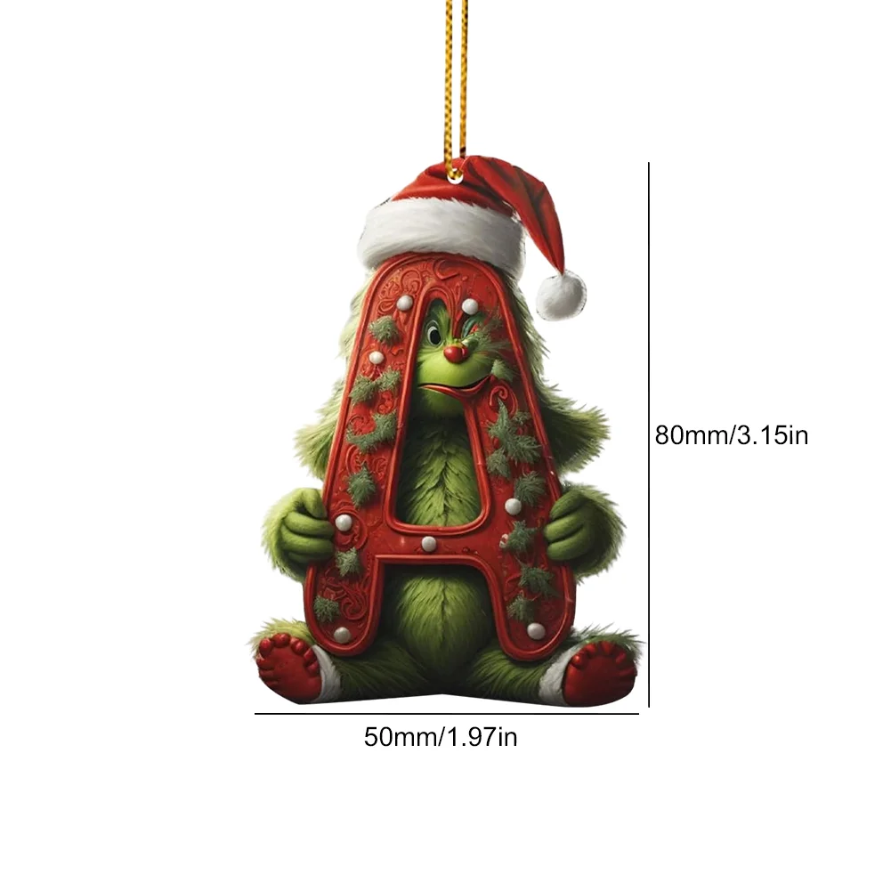 Christmas Acrylic Grinch Xmas Tree Hanging Ornament Hanging Green Monster Decor