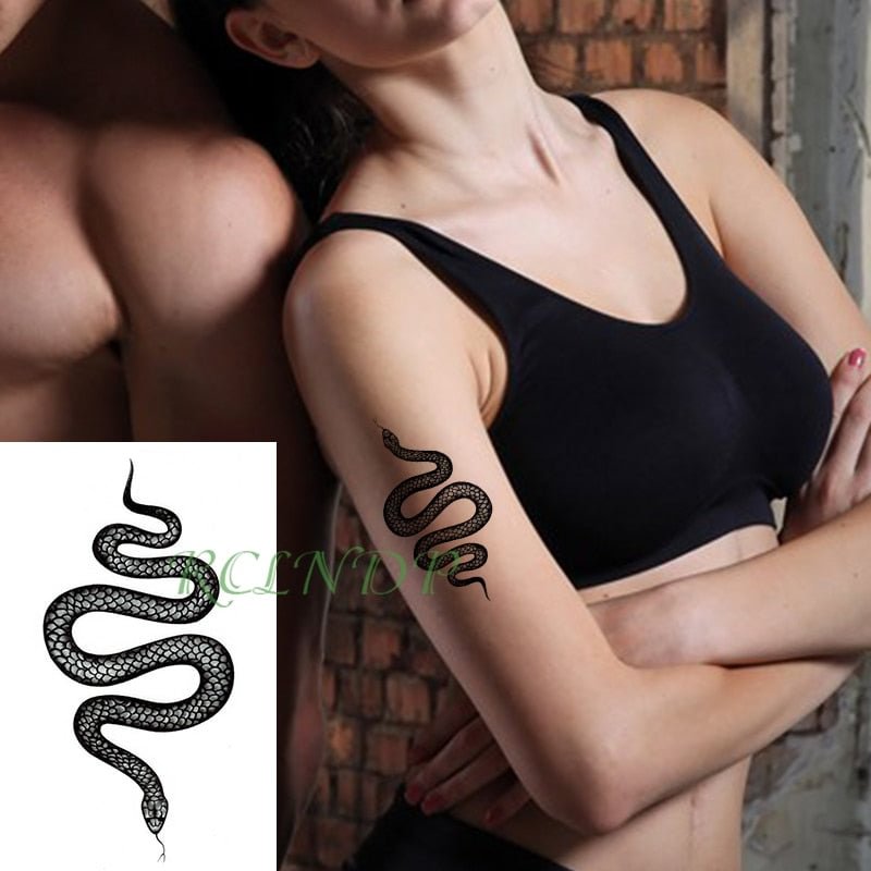 Waterproof Temporary Tattoo Sticker creative crawling black snake personality Flash Tatto Fake Tatoo For Girl Women Men