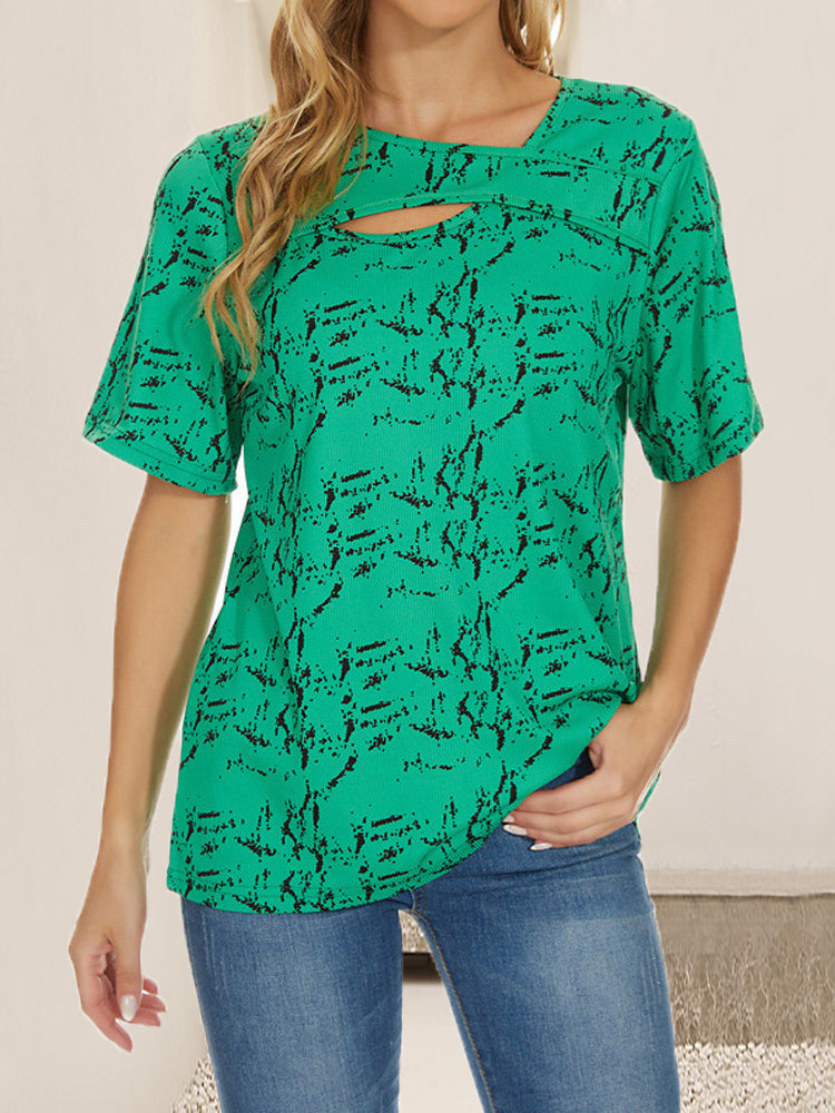 Women Long Sleeve V-neck Graphic Floral Printed Top
