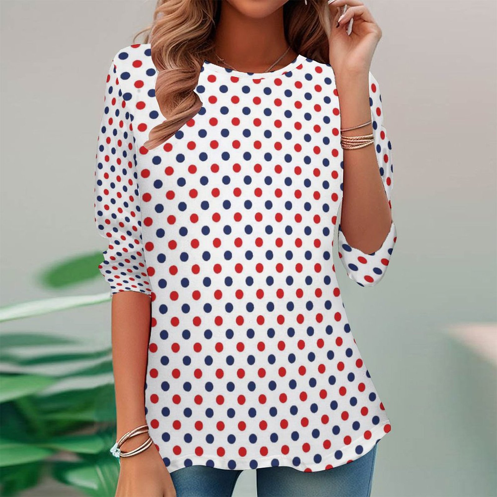 Women Long Sleeve V-neck Graphic Floral Printed Top
