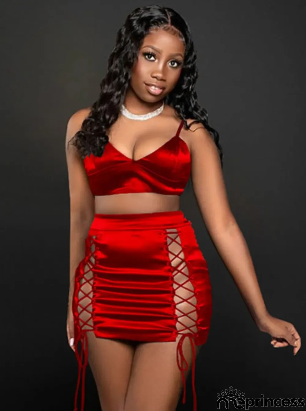 Summer Sexy Red Bandage Crop Top And Mini Dress Wholesale Women'S Two Piece Sets
