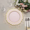 10 Pack | 10" Blush / Rose Gold Plastic Dinner Plates Disposable Tableware Round With Gold Scalloped Rim