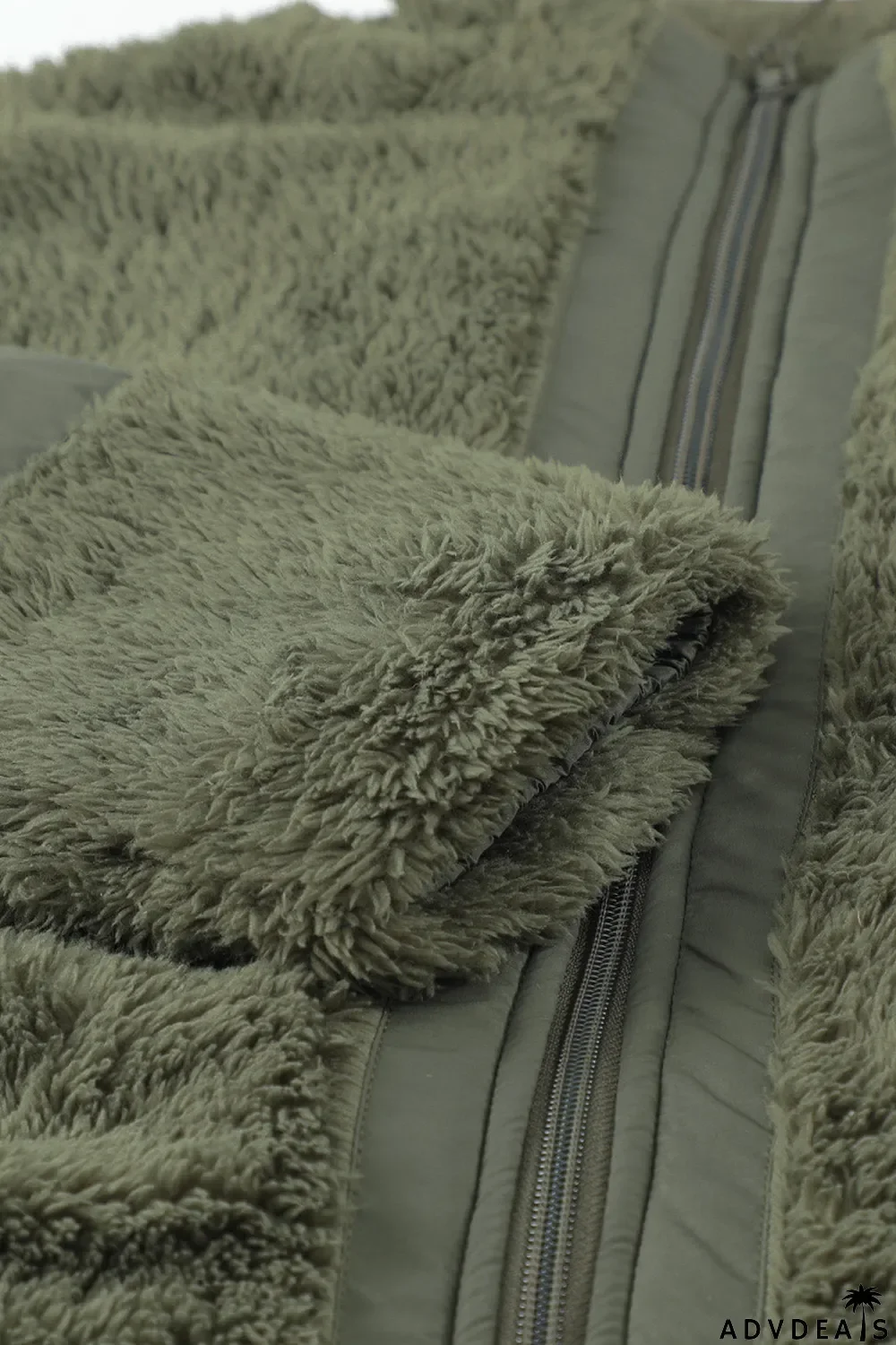 Zip Up Sherpa Coat With Pocket