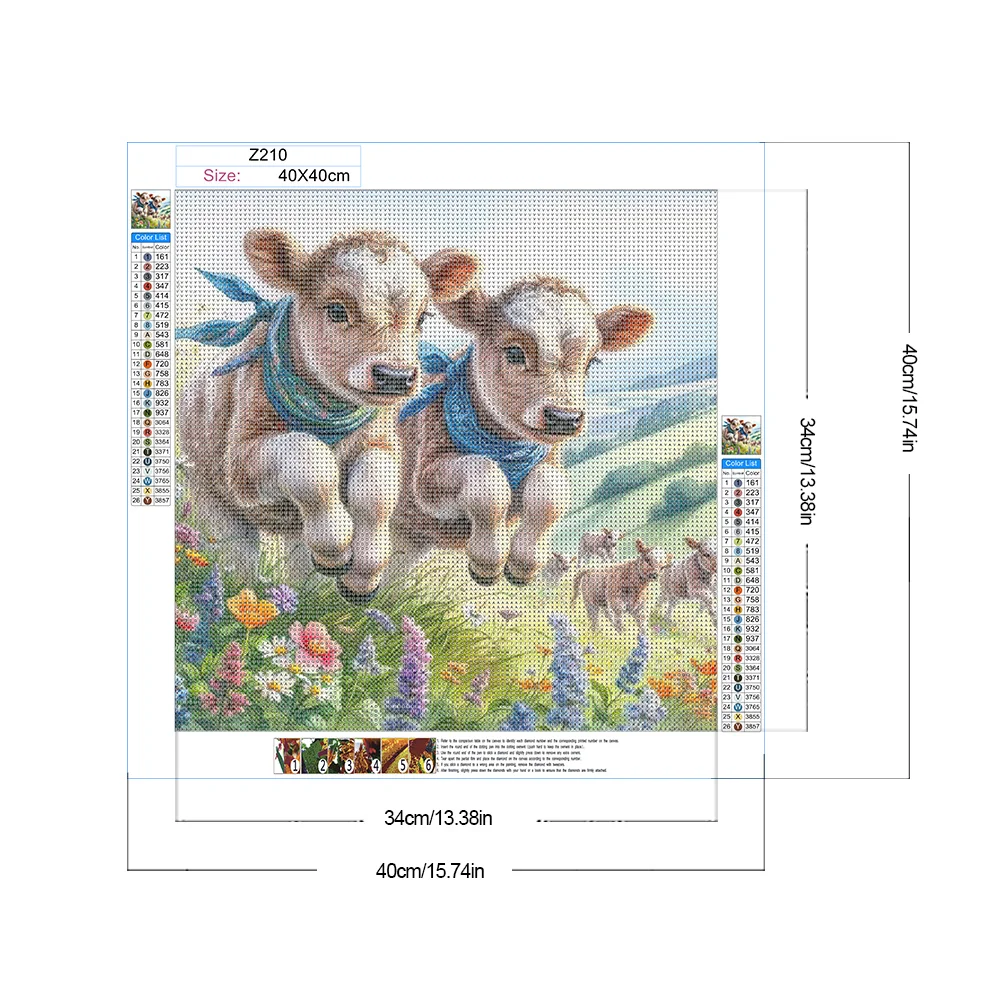 Diamond Painting - Full Round Drill - Flower Cow(Canvas|40*40cm)