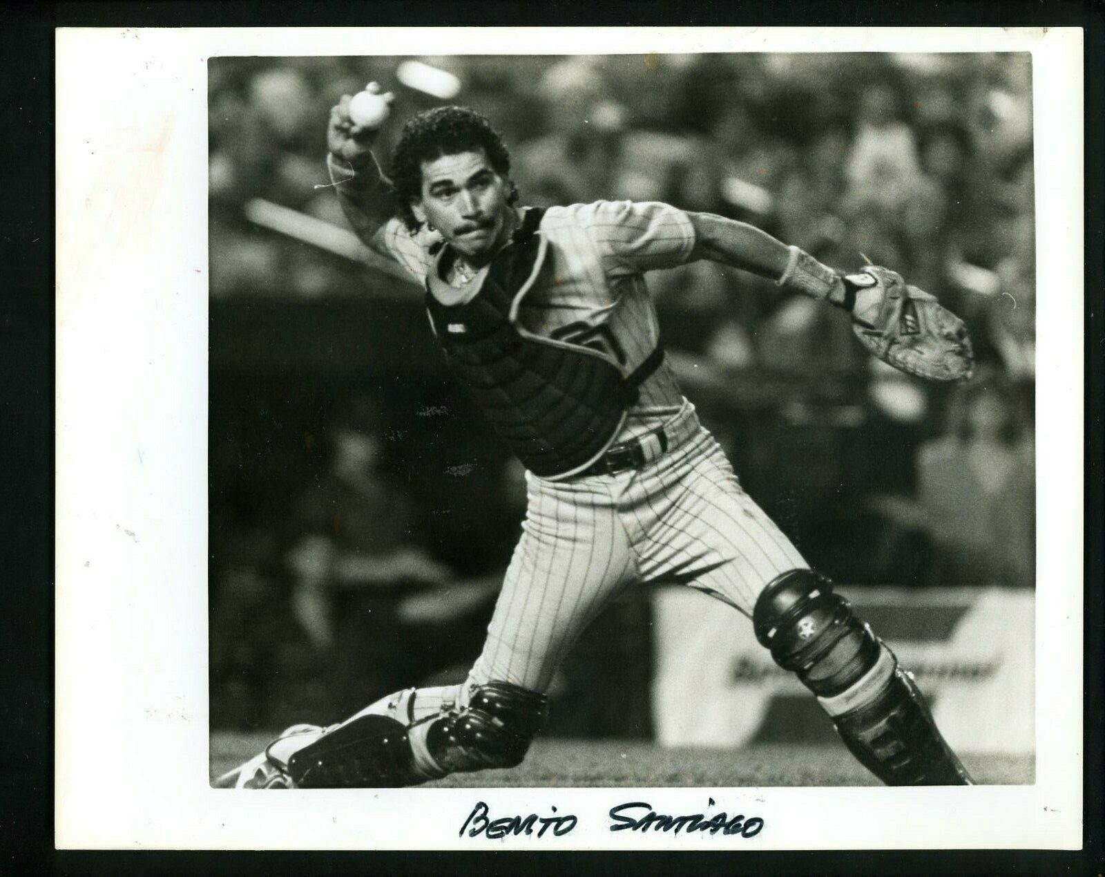 Benito Santiago circa 1980's Press Original Photo Poster painting San Diego Padres