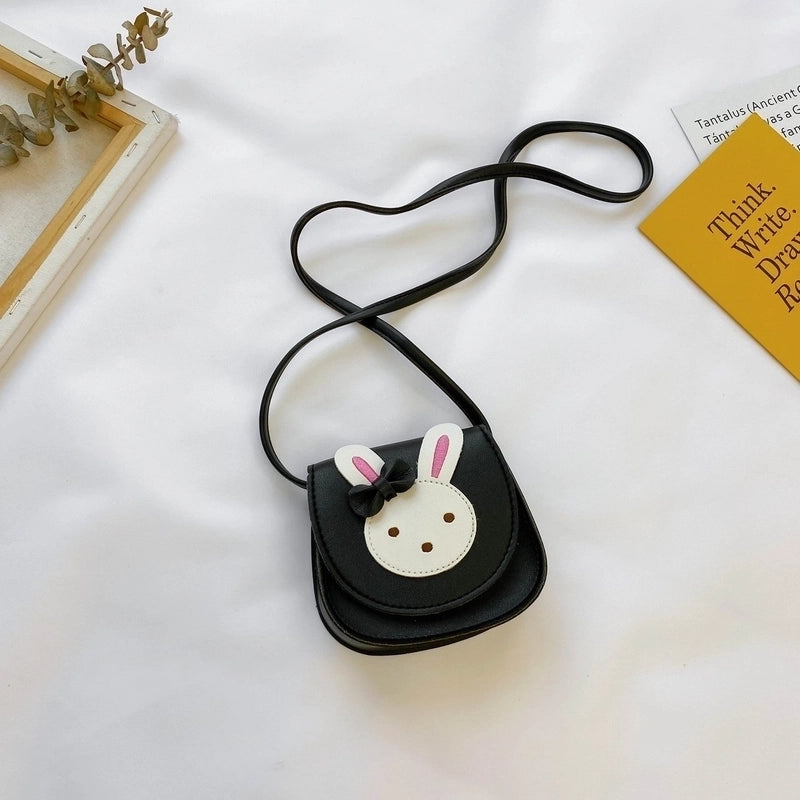 Girl’s Small Pu Leather Rabbit Cute Square Magnetic Buckle Crossbody Bag