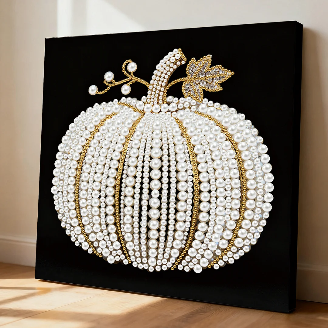 Pumpkin DIY Pearl Art Diamond Painting Kit for Adult Home Decor 25x25cm With Frame