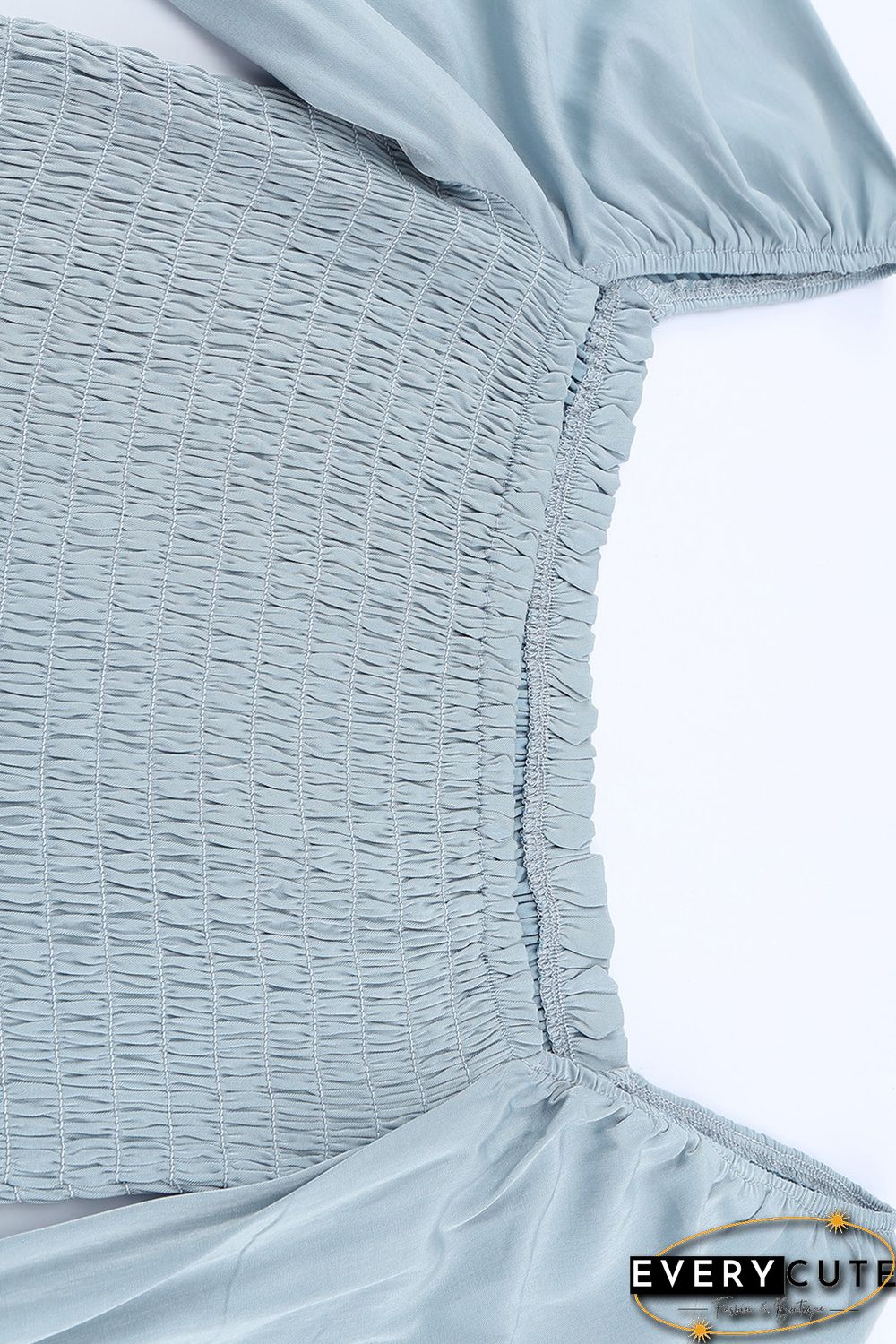 Sky Blue Puff Sleeve Smocked Top