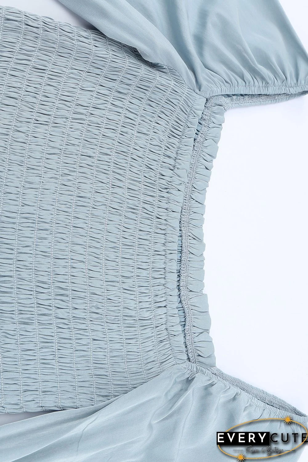 Sky Blue Puff Sleeve Smocked Top