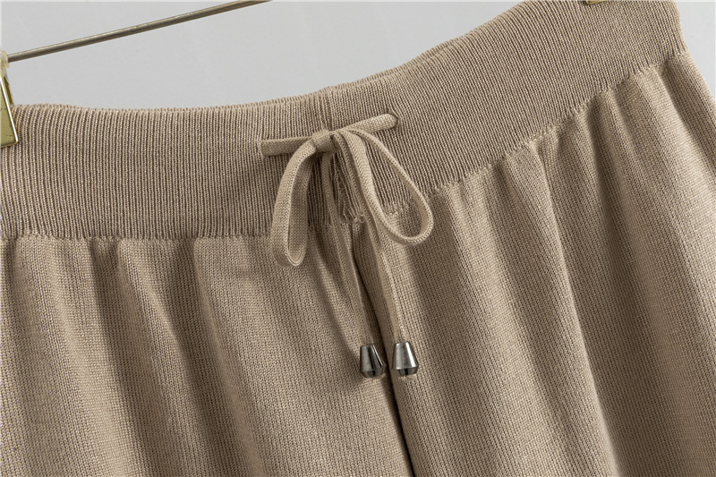Ootddress Autumn Knit 3 Piece-Set For Women Outfits Lace-Up Vest Outwear Wide Leg Trousers Outfits Casual Solid Pleated Ladies Sets