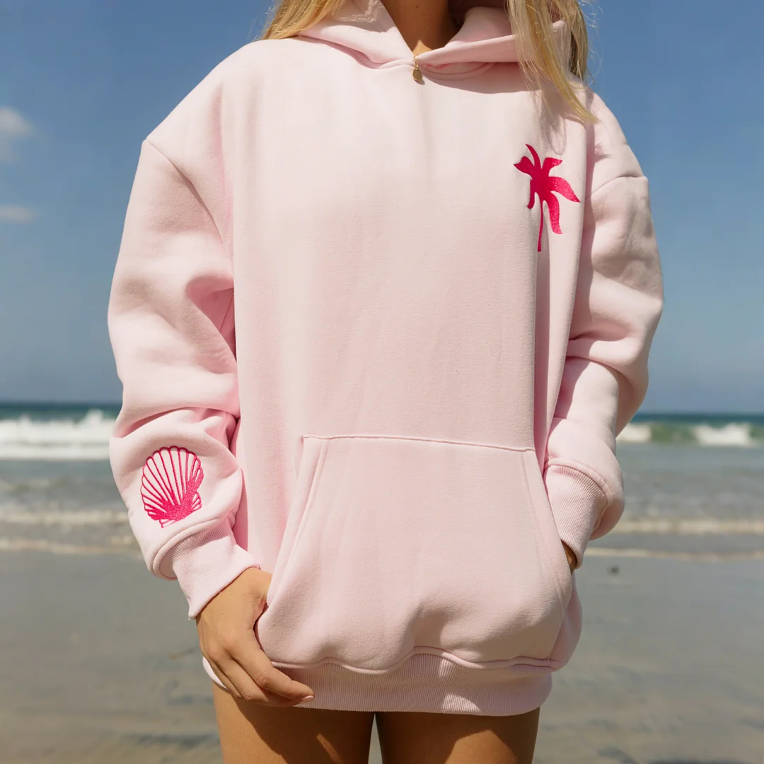 Women's Drop Sleeve Threaded Print Hoodie